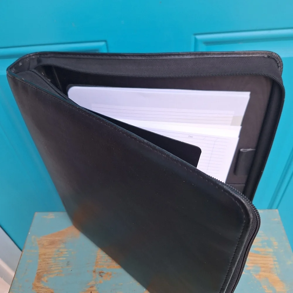 Leather Binder Daytimer Journal Day Planner Zipper Notebook Holder Folder Attach